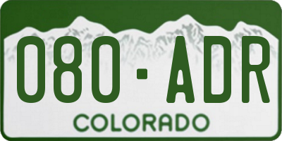 CO license plate 080ADR