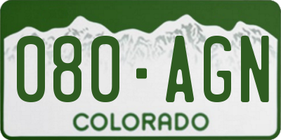 CO license plate 080AGN