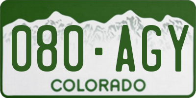 CO license plate 080AGY