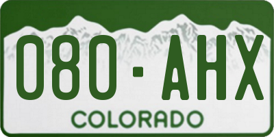 CO license plate 080AHX