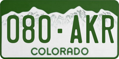 CO license plate 080AKR