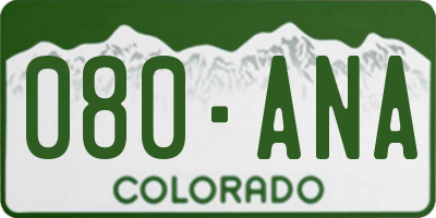 CO license plate 080ANA