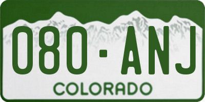 CO license plate 080ANJ