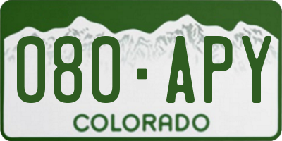 CO license plate 080APY