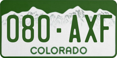 CO license plate 080AXF