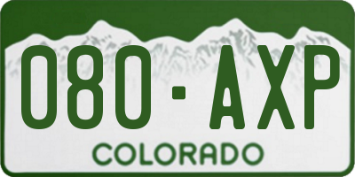 CO license plate 080AXP