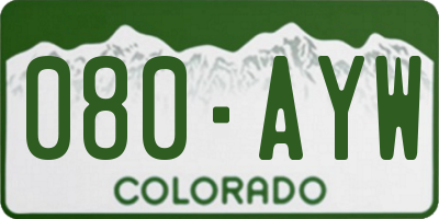 CO license plate 080AYW