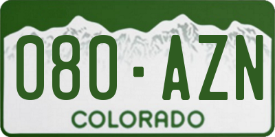 CO license plate 080AZN
