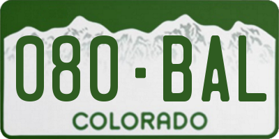 CO license plate 080BAL