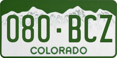 CO license plate 080BCZ