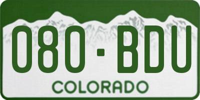 CO license plate 080BDU