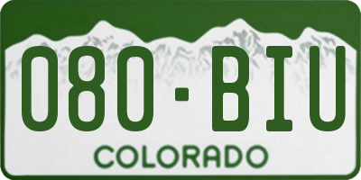 CO license plate 080BIU