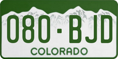 CO license plate 080BJD