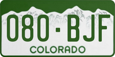 CO license plate 080BJF