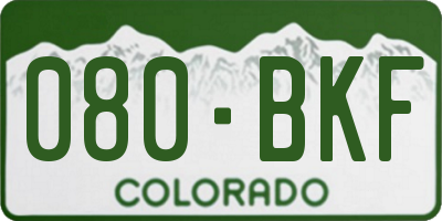 CO license plate 080BKF