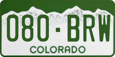 CO license plate 080BRW