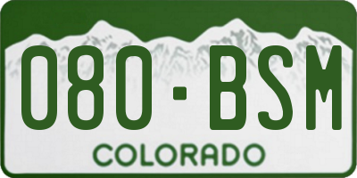 CO license plate 080BSM