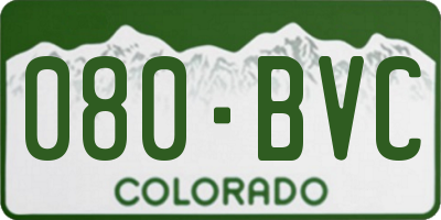 CO license plate 080BVC