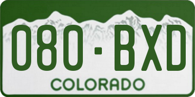 CO license plate 080BXD