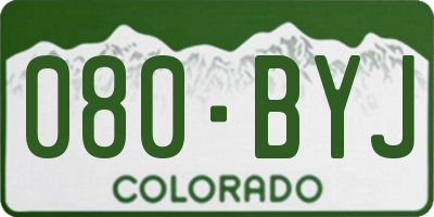 CO license plate 080BYJ