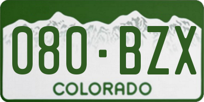 CO license plate 080BZX