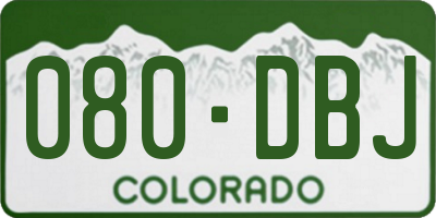 CO license plate 080DBJ