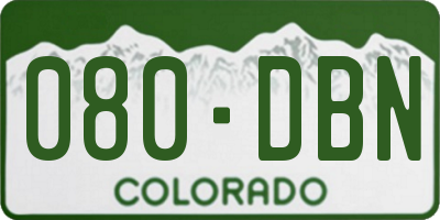 CO license plate 080DBN