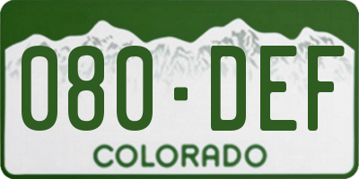 CO license plate 080DEF