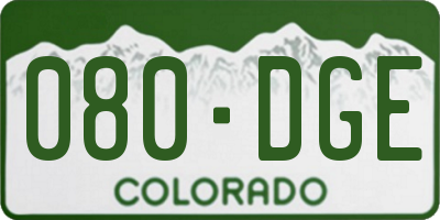 CO license plate 080DGE
