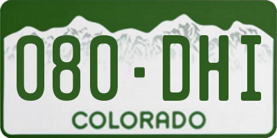 CO license plate 080DHI