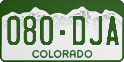 CO license plate 080DJA