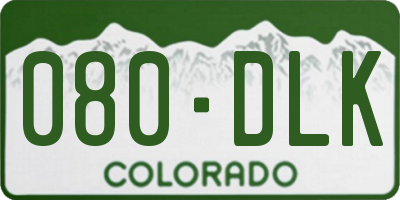 CO license plate 080DLK