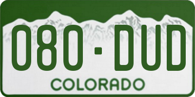 CO license plate 080DUD