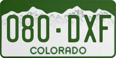 CO license plate 080DXF