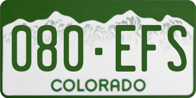 CO license plate 080EFS