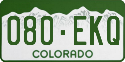 CO license plate 080EKQ