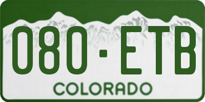 CO license plate 080ETB