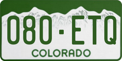 CO license plate 080ETQ