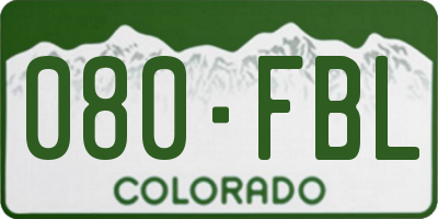 CO license plate 080FBL