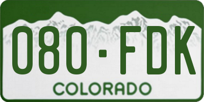 CO license plate 080FDK