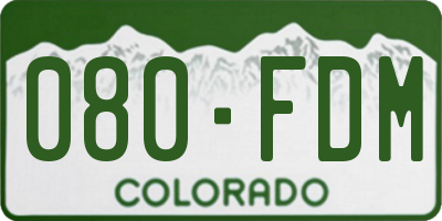 CO license plate 080FDM