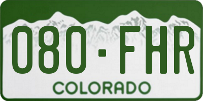 CO license plate 080FHR