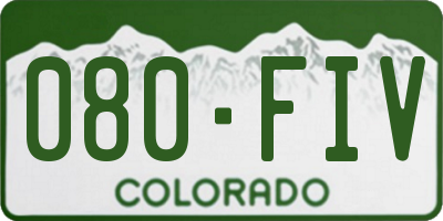 CO license plate 080FIV