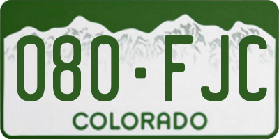 CO license plate 080FJC