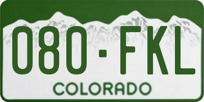 CO license plate 080FKL