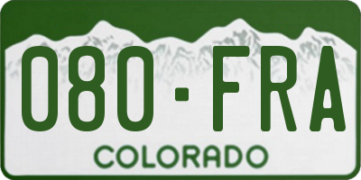 CO license plate 080FRA