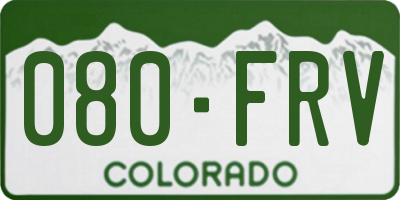 CO license plate 080FRV