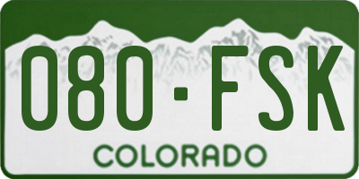 CO license plate 080FSK