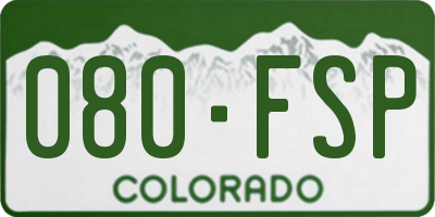 CO license plate 080FSP