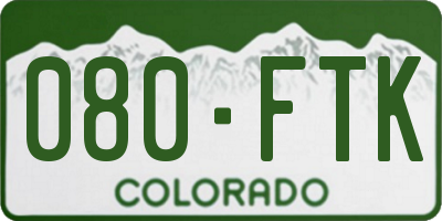 CO license plate 080FTK
